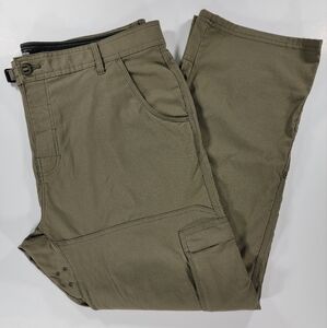 prAna Zion II Cargo Pants Green Belted Roll Up Leg Nylon Stretch 40X30 Hiking